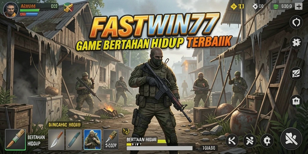 Screenshot antarmuka FASTWIN77 menampilkan aksi bertahan hidup yang mendebarkan.
