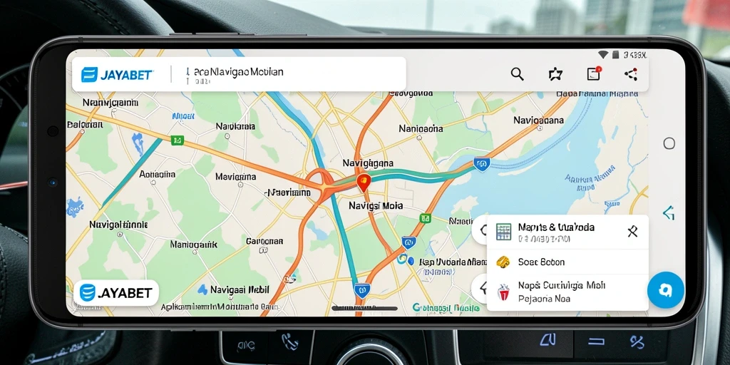 Tampilan antarmuka JAYABET untuk navigasi mobil yang user-friendly.