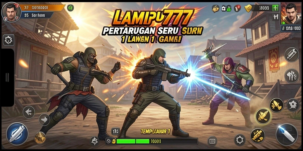 Tampilan antarmuka LAMPU777 saat pertarungan 1 lawan 1 yang intens.