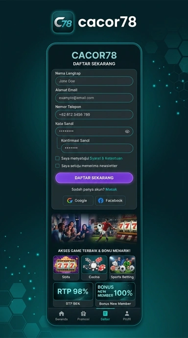 Tampilan halaman daftar cacor78